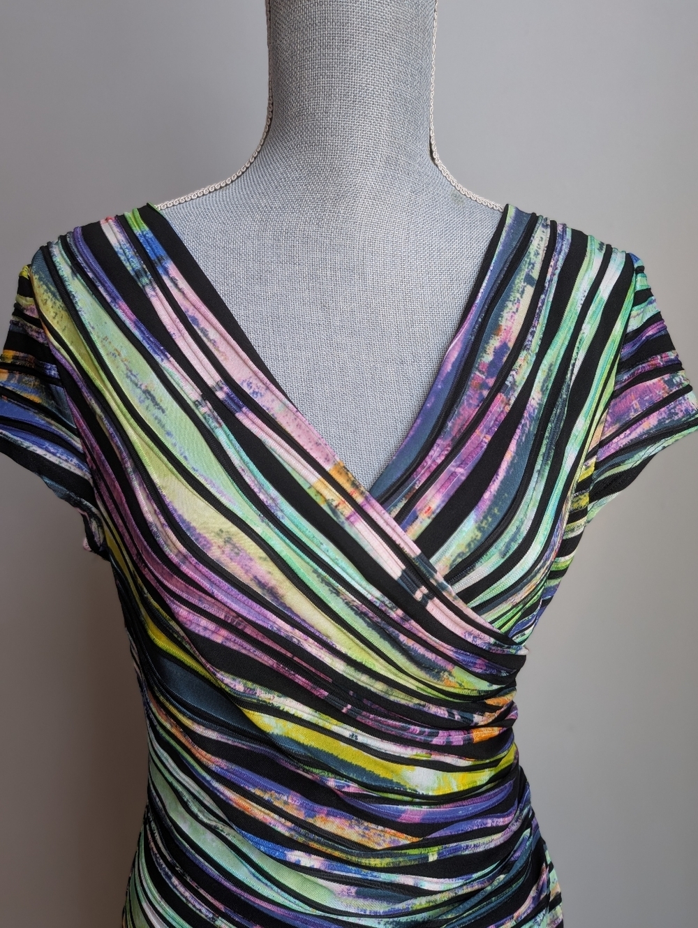 Joseph Ribkoff Reversible Textured Crossover Dress - Picture 6 of 12